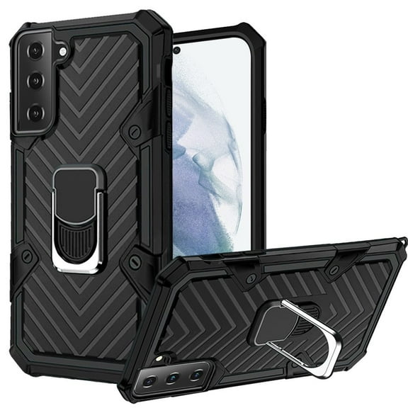 For Samsung Galaxy S21 Fe Victory Magnetic Ringstand Case Cover - Black