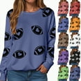 thumbnail image 4 of Godom Womens Sweatshirts Crewneck Rugby Printed Long Sleeve Tops Oversized Pullover Sweatshirt for Women, 4 of 7