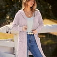 thumbnail image 2 of Cardigan Sweaters For Women Open Front Cable Knit Cardigan Solid Color Chunky Long Sweater Coat Polyester Spandex Blending Jackets 1Pc Pink 3Xl Sweaters For Women, 2 of 9