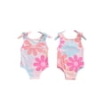thumbnail image 3 of Baby Girl Swimsuit Floral Print Sleeveless Knotted Shoulder Strap U-Neck Bathing Suit, 3 of 10