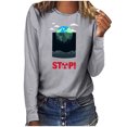 thumbnail image 1 of RKSTN Sweat-Shirt pour Femmes Mode Automne Léger Couleur Unie Manches Longues Col Rond Imprimé Pollution Marine, 1 of 4