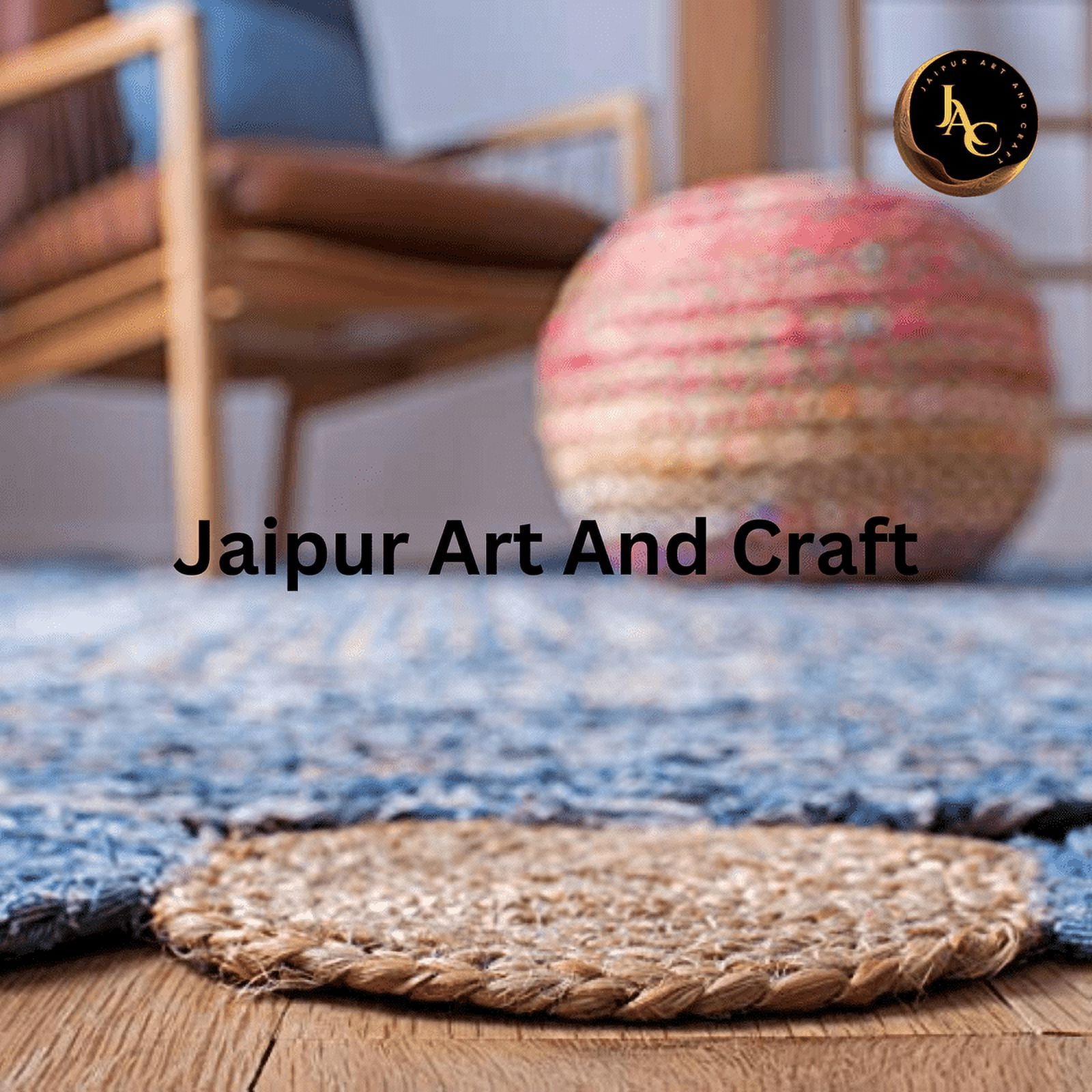Jaipur Art And Craft Traditional Multi Color Jute Cotton Denim Rectangle Area Rug (2x6 Sq ft)