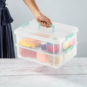 Sterilite Stack and Carry 2 Layer Handle Box - Stackable Storage Bins - 4 Pack