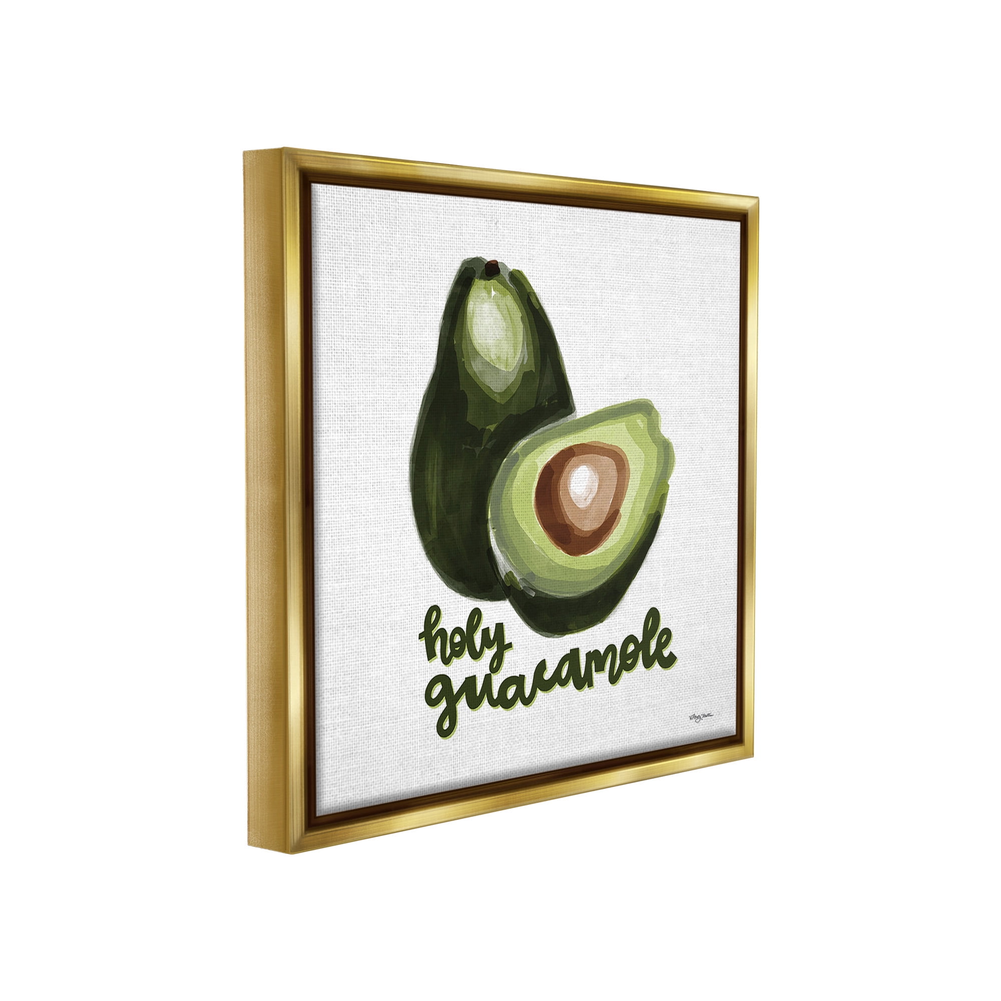Stupell Industries Holy Guacamole Avocado Food & Beverage Painting Gold Floater Framed Canvas Art Print Wall Art, 18 x 18