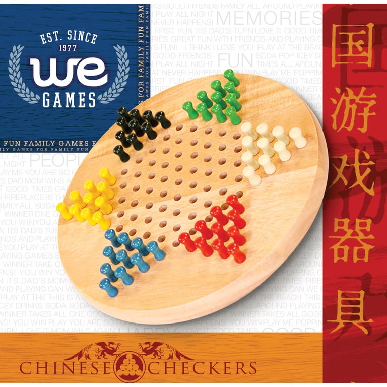 WE Games Wooden Chinese Checkers Set – 11.5 Inch Board With Wood Pegs, For 2-6 Players