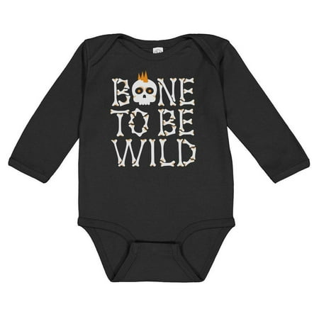 

TeesAndTankYou Bone To Be Wild Long Sleeve Baby Onesie Infant One Piece Bodysuit 18 Months Black