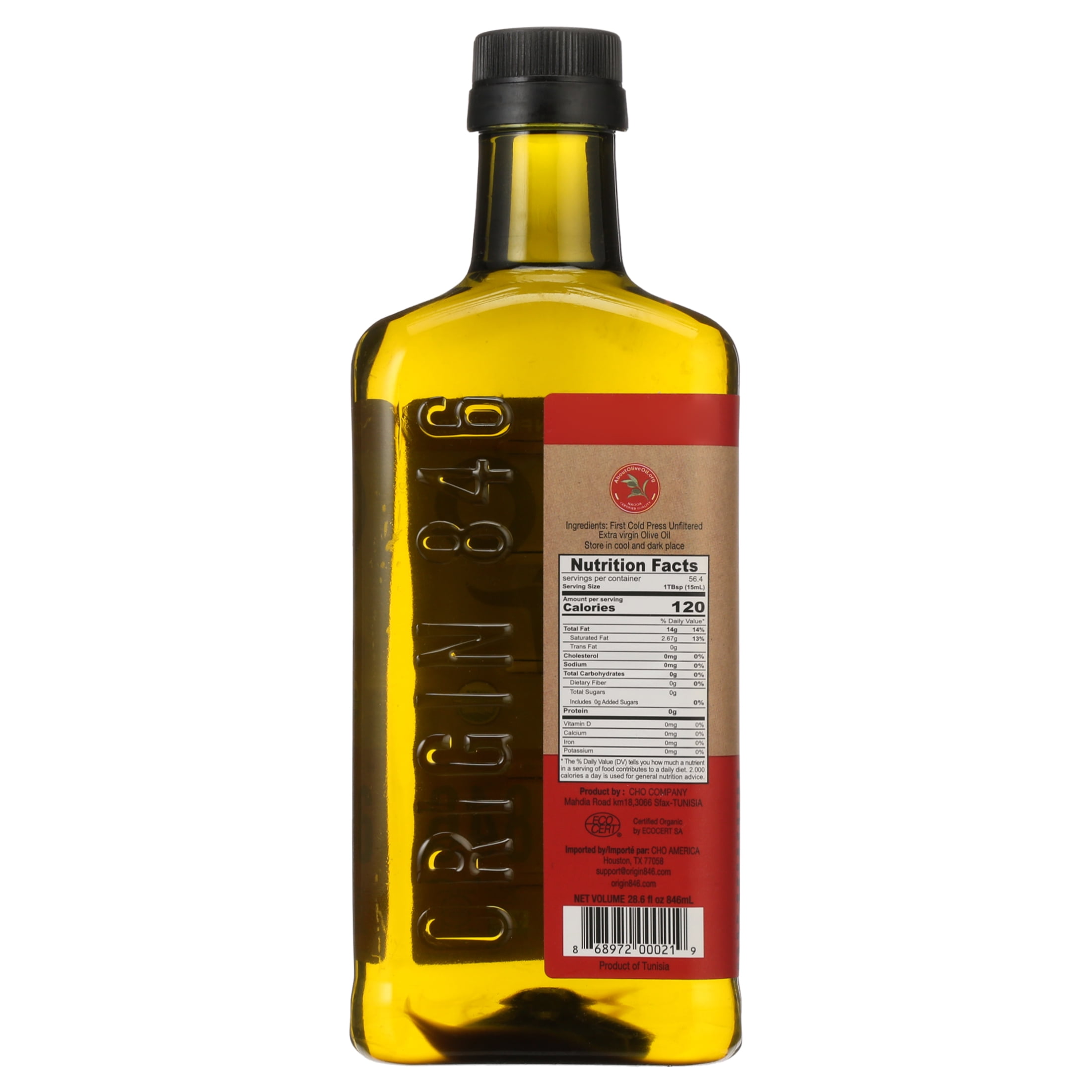 Origin 846 Unfiltered Organic Extra Virgin Olive Oil, 28.6 Fl Oz