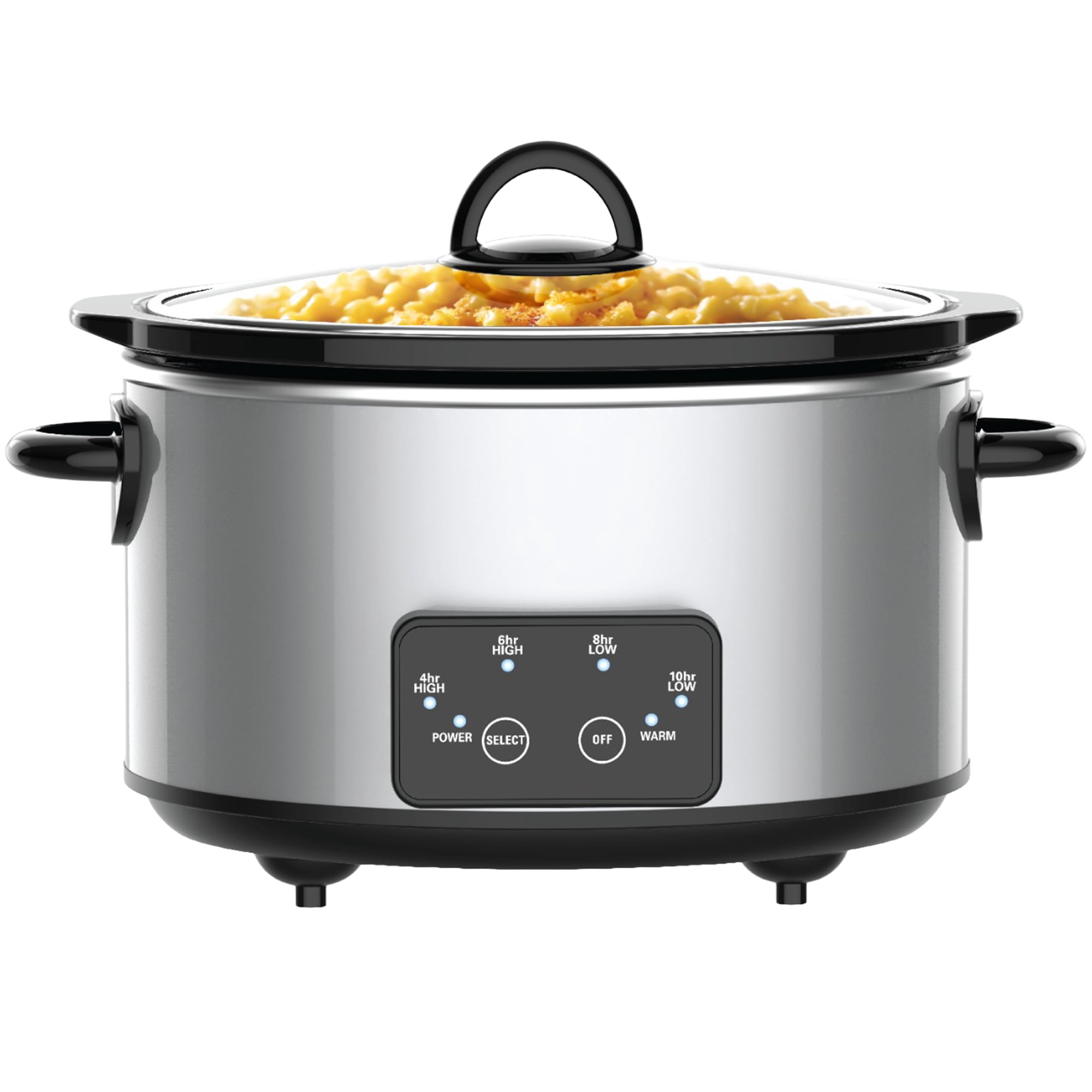 Kitchen Elite 4 Qt Oval Programmable Slow Cooker, Stainless Steel with Glass Lid