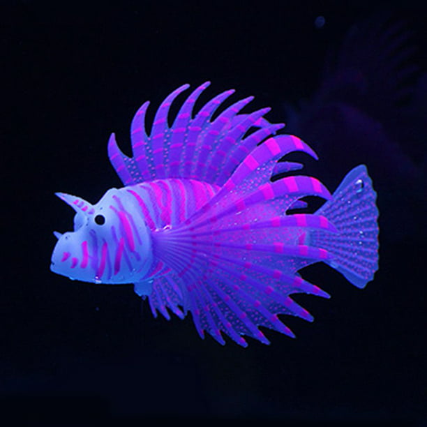 maart Sobriquette De kerk PetHome Landscaping Aquarium Decor Fluorescent Simulation Glow Lion Fish  Tropical Fish Tank Ornamental - Walmart.com
