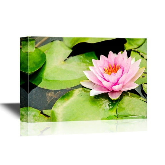wall26 - Canvas Wall Art - Lotus Flower in a Pond - Gallery Wrap Modern Home Art | Ready to Hang - 32x48 inches
