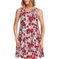 thumbnail image 1 of Balery Red Hawthorn Vestidos de verano para mujer con estampado: vestido holgado sin mangas, vestido playero informal y cómodo para días calurosos., 1 of 7