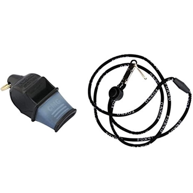 Silbato Fox 40 Sonik Blast CMG con cordón, negro