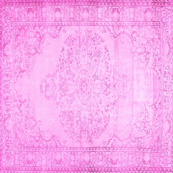 Ahgly Company Indoor Square Abstract Pink Contemporary Area Rugs, 4' Square
