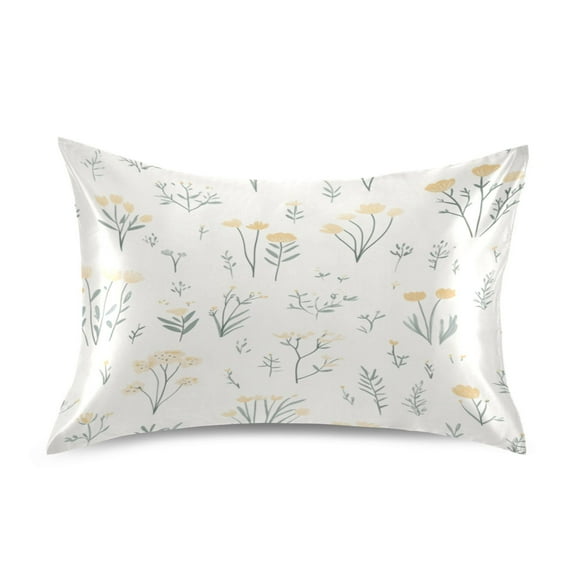 Floral Pattern Standard Size Satin Pillowcase 20''x26'' Double-Sided Print Soft Wrinkle Resistant