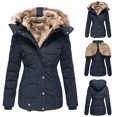 thumbnail image 4 of Long Winter Coats for Women Winter Coats for Women Plus Size Hooded Outerwear Thick Warm Puffer Down Zip up Thick Jacket Windproof Trench Coat Long Sleeve Cardigan for Women, 4 of 4