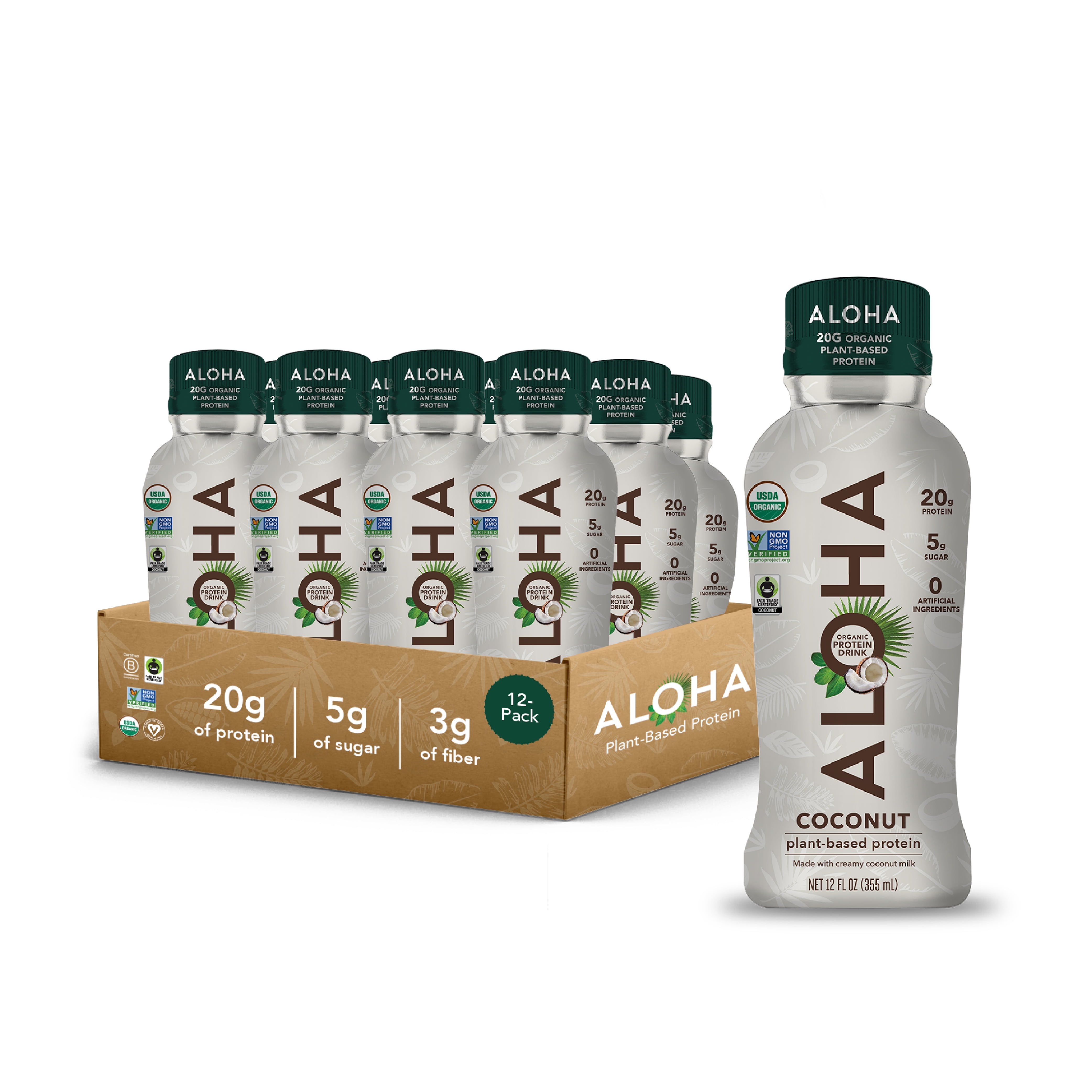 ALOHA, 12oz Coconut Protein Drink (Pack of 12)
