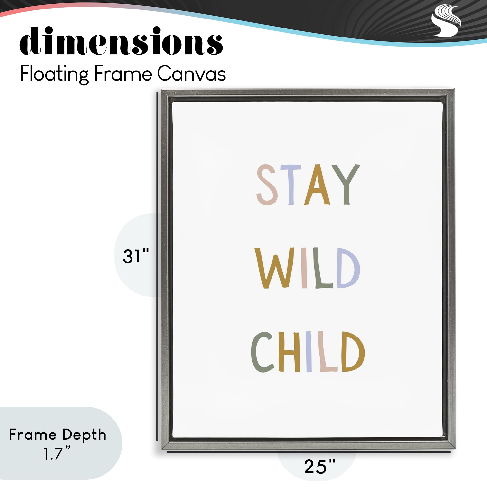 Stupell Industries Stay Wild Child Gray Framed Floater Canvas Wall Art, design by Katie Griggs