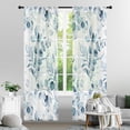 thumbnail image 1 of Plant Leaves Sheer Curtains 84 Inches Long 2 Panels, Blue Semi Sheer Curtains Light Filtering, Spring Summer Soft Textured Drapes for Bedroom Living Room Dining Room Window, 52" X 84", 1 of 5