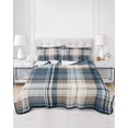 thumbnail image 3 of Blue Brown Plaid Twin Size Down Alternative Comforter, Lightweight Comforter Quilt Bedding Set with Pillow Shams Vintage Abstract Stripes Lattice All Seasons Bed Comforter Duvet Insert 68"x86", 3 of 7