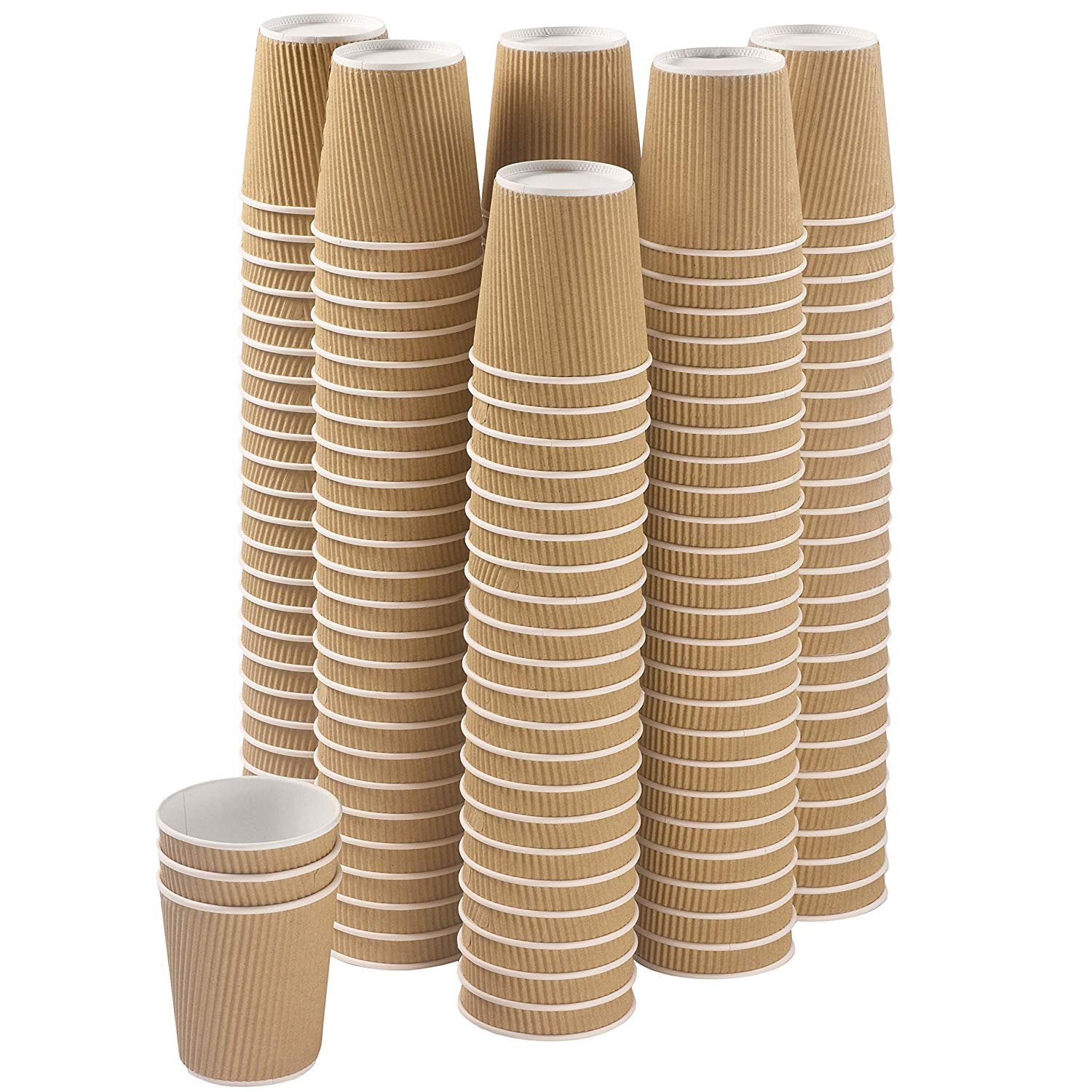 Set of 150 Ripple Insulated Kraft 4oz Paper Cups Coffee/Tea Hot Cups