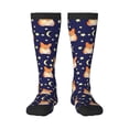 thumbnail image 2 of Lsque Corgi Lying With Moons And Stars Printed Crew Socks Men's Women's LightWeight Thin Casual Calf Socks ,Knee High Socks,Cotton Socks, 2 of 9