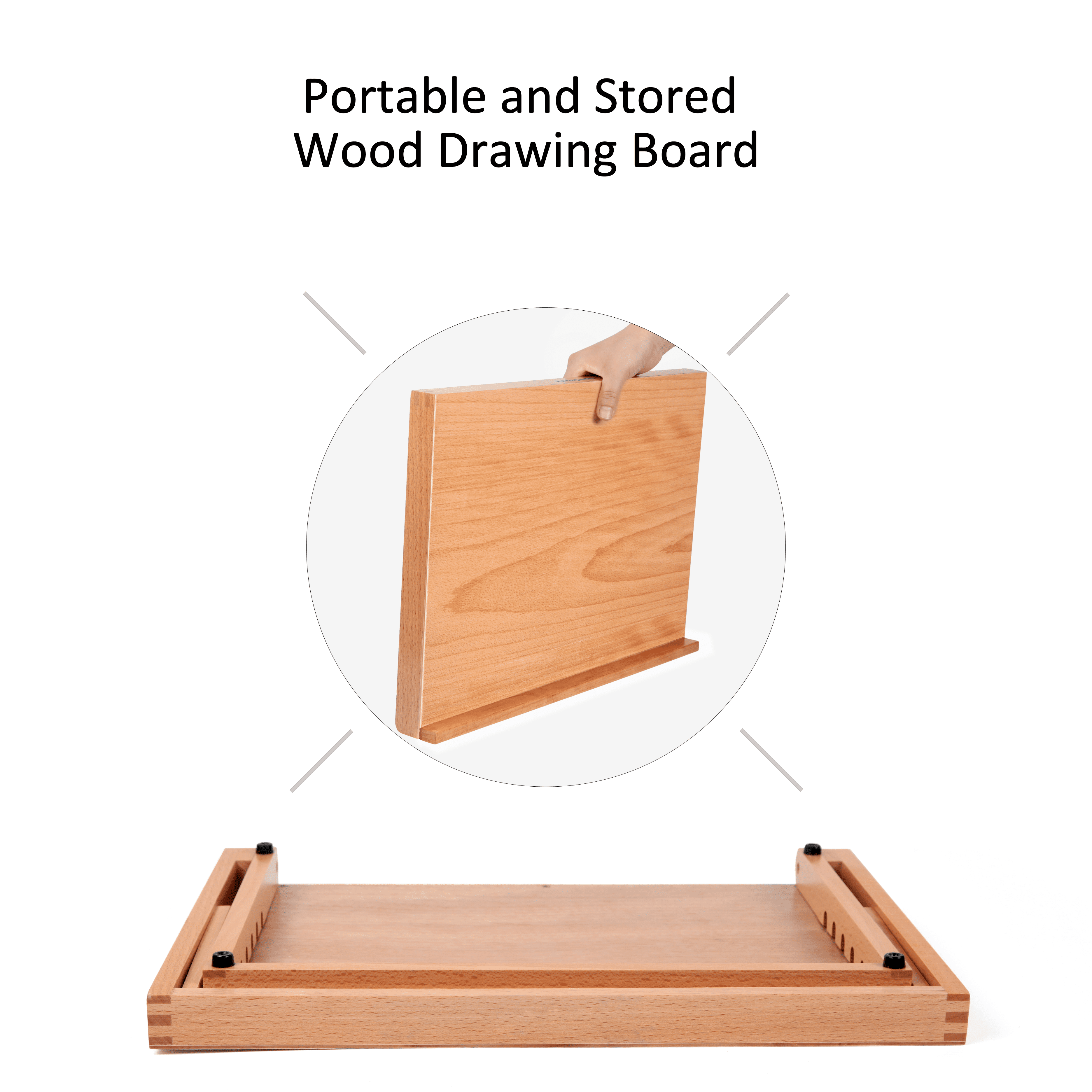 LAVFOX 5-Position Adjustable Wood Drafting Table Easel, 16.5 x 12 Inches Drawing and Sketching Board, Folding Tabletop Desk Easel Stand for Artists and Students, Natural Wood