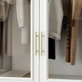 thumbnail image 6 of FUFU&GAGA Wardrobe Closet with Glass Doors, Modern White Bedroom Armoire with Gold Handles, Modern Clothes Storage Cabinet with 3 Drawers, Hanging Rod, 31.7”W x 19.3”D x 74.8”H, 6 of 15