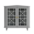 thumbnail image 4 of Walker Edison Transitional Fretwork Doors Corner Accent Cabinet, Grey, 4 of 9