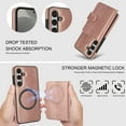 thumbnail image 3 of Decase for Samsung Galaxy S24 FE Flip PU Leather Back Cover with 2-in-1 Detachable Magnetic Wallet with 5 Card Slots Compatible Mag-Safe and RFlD Blocking Kickstand and Wireless Charging,Rosegold, 3 of 6