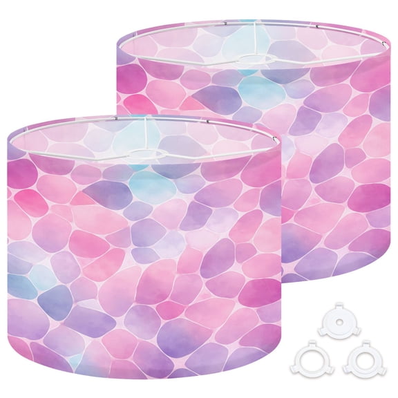 Lamp Shades Set of 2 Easy Assembly abstract watercolor textured patten pastel Drum Lampshades for Table Lamps Floor Lamps Pendant Light 13"x13"x10" Replacement Lamp Shade