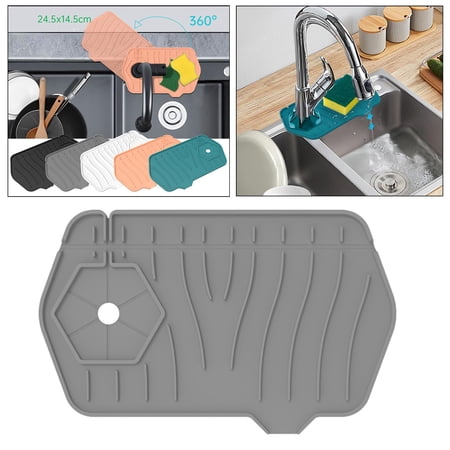 Multipurpose Faucet Drain Pad Durable Kitchen Supplies Practical Foldable Sink Mat for Sundries Bathroom Sponge Rag Gray