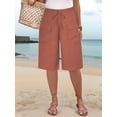 thumbnail image 4 of Womens Short Style with Pockets Casual Shorts for Women Summer Relaxed Fit Five Point Length Orange-Red S, 4 of 6