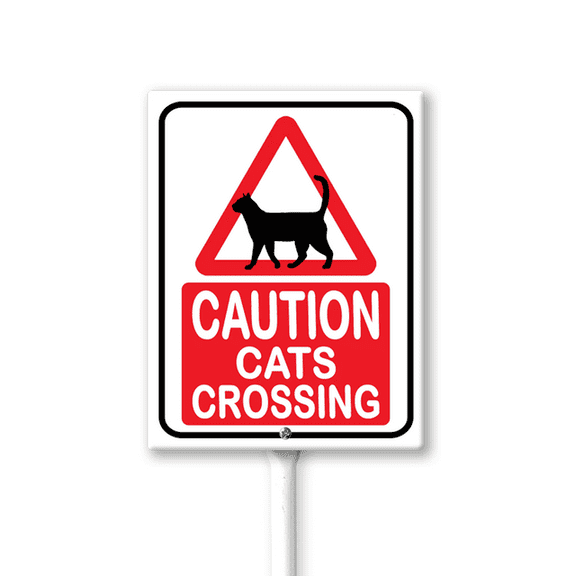 Eveokoki Caution Cats Crossing Sign With Stake For Neighborhoods Yard Farm Aluminium Caution 8x12inch Farm Decorations Yard Lawn Walkway Decorations Animal Signs