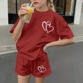 thumbnail image 7 of CYRBOKO Girls Summer Outfit Sets, Pull-on Elastic Waist Casual Short Sleeve T-Shirts and Shorts Red Size 13-14 T, 7 of 7