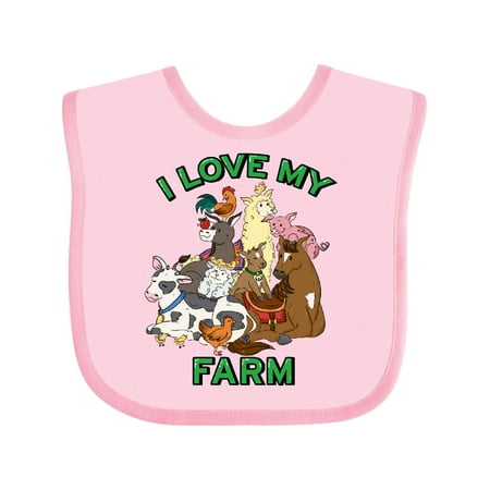 

Inktastic I Love My Farm with Happy Farm Animals Boys or Girls Baby Bib