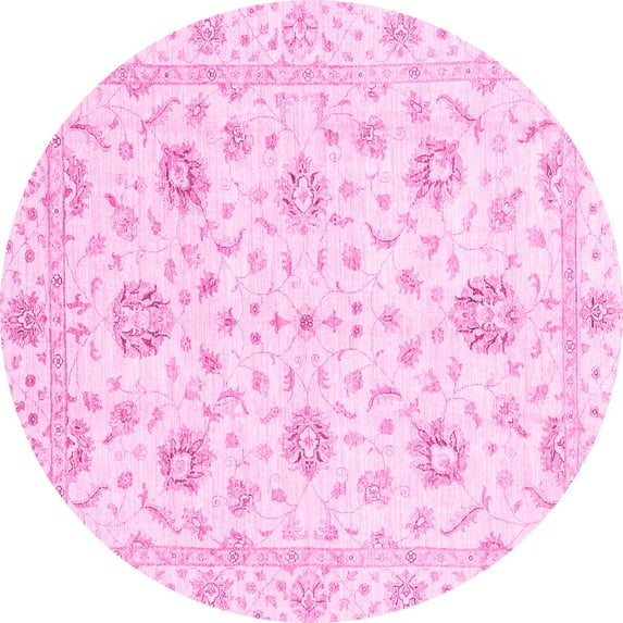 Ahgly Company Indoor Round Oriental Pink Modern Area Rugs, 8' Round