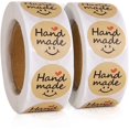 thumbnail image 1 of 1000PCS Kraft Paper Gift Tags, "Handmade" Round Sticker Natural Kraft Paper (2 Rolls), 1 of 5
