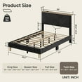 thumbnail image 4 of Bestier Twin Platform Bed with Adjustable Storage Headboard Shelf, LED Corduroy Upholstered Bed Frame, Black, 4 of 10