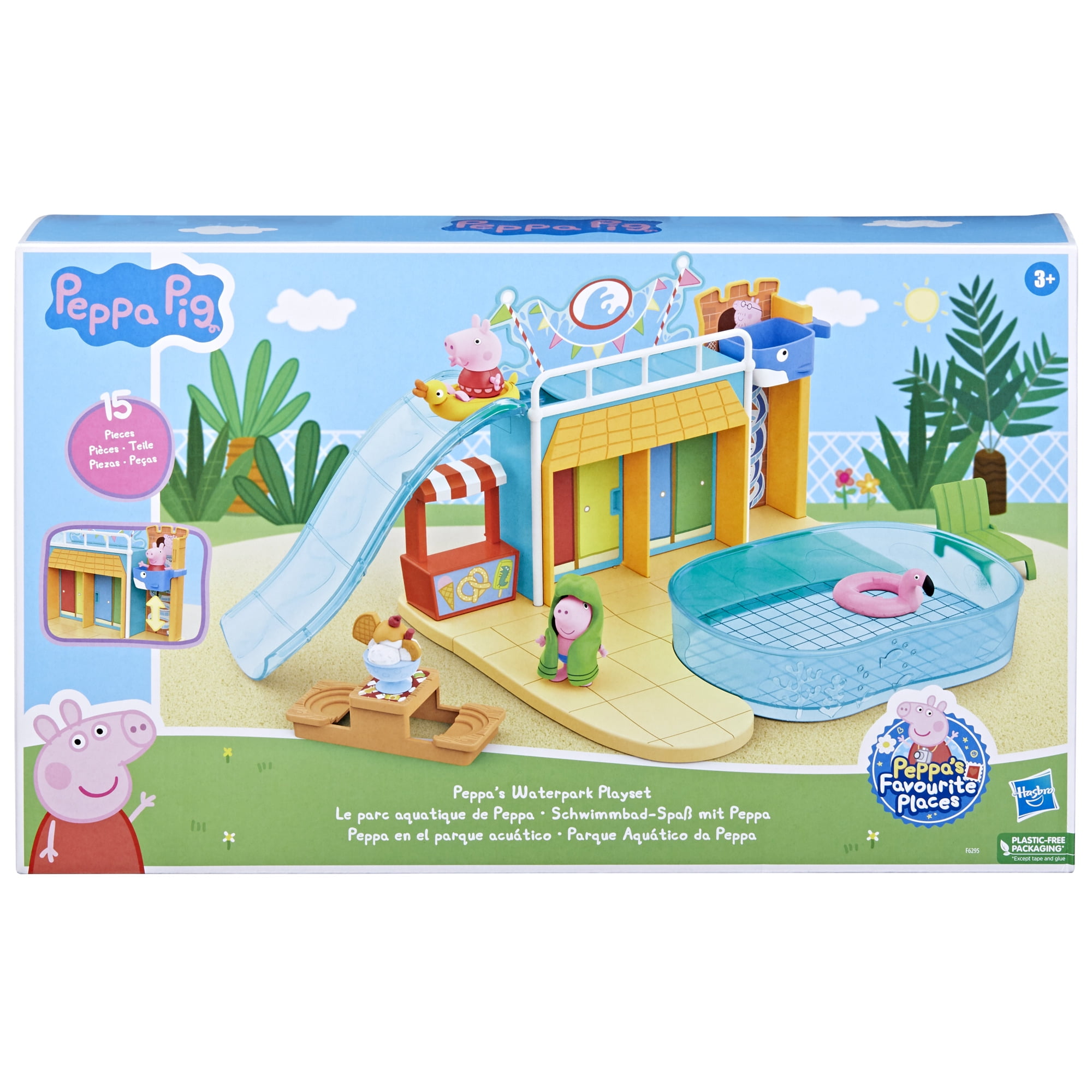 Peppa Pig, Peppa's Waterpark Baby Doll Playset Preschool Toy for Boys & Girls with 15 Pieces