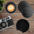thumbnail image 4 of Beverage Leather Coasters with Holder Set of 6, PU Leather Coasters for Various Cups and Mugs (Round Black), 4 of 5