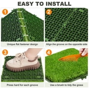 TrumanPick Artificial Grass Interlocking Flooring Decor Indoor Outdoor Fake Grass for Patio Backyard Balcony, 12 x 12