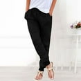 thumbnail image 4 of Breathable Linen Pants Women Pull-On Joggers Pants with 4 Pockets Long Casual Jogger Trousers, 4 of 7