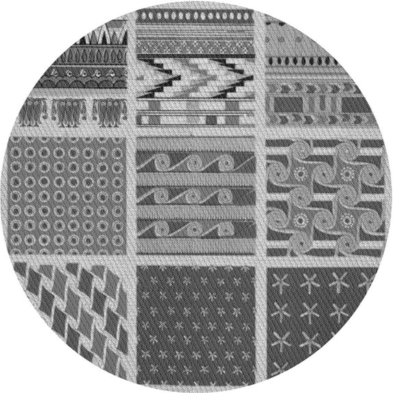 Ahgly Company Machine Washable Indoor Round Transitional Gray Cloud Gray Area Rugs, 7' Round