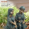 thumbnail image 4 of Alpine Corporation 16" Tall Indoor/Outdoor Girl and Boy Sitting on Bench with Puppy Statue Yard Art Decoration, 4 of 12
