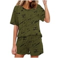 thumbnail image 1 of Conjunto de Pijama de las Mujeres de Moda Casual Color Sólido Manga Corta Cuello Redondo Top Y Pantalones, 1 of 6
