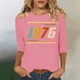 thumbnail image 2 of Aoochasliy Women's 1976 Letter Printed Tee Vintage Retro Comfy Casual 3/4 Sleeve Crew Neck Tops 50th Birthday Gift for Celebration Party Holiday Family Gathering, 2 of 4