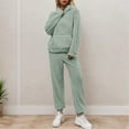 thumbnail image 5 of Business Casual Outfits for Women Womens 2 Piece Outfits Hoodie Sweatsuit Sets Slim Sweatshirt Baggy Fall Fashion Sweatpants With Pockets Wool Long Sleeve Warm Pajamas Set Glitter Pant Suit fo Green S, 5 of 9