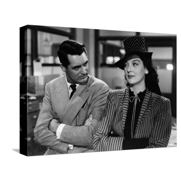 Art.com His Girl Friday, Cary Grant, Rosalind Russell, 1940 Stretched Canvas Print Wall Art, 16" x 12"