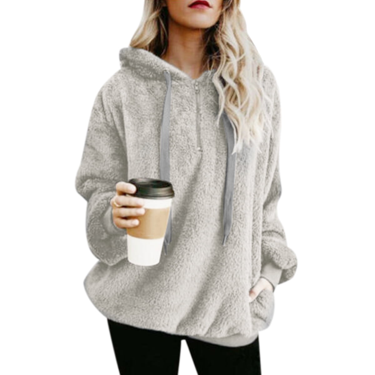 fluffy jumper with hood