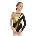 thumbnail image 3 of Aislor Kids Girls Mesh Long Sleeve Shiny Rhinestone Athletic Gymnastic Leotard Bodysuit Dancewear Size 6-16 A Gold 16, 3 of 7